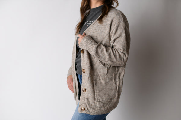 Lightweight Button Down Cardigan in Oatmeal